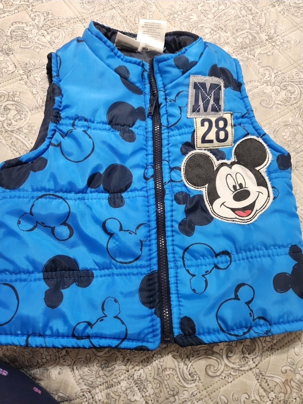 Blue Mickey Mouse Kids Puffer Vest - 28 Patch
